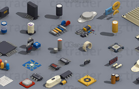 Cgtrader - Low Poly Semiconductor Components Isometric VR  AR  low-poly 3d model