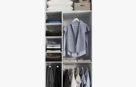 Wardrobe with clothes