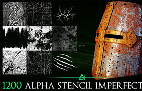 Artstation - 1200 Practical Alpha Seamless and Tileable Stencil Imperfections (MEGA Pack) - Vol 11 - 材质贴图