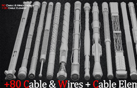 Blendermarket - 80 Cable ,Wires, Hoses And Cable Element - 模型