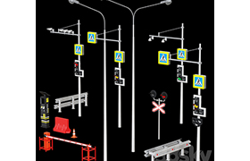 Road elements Fences, traffic lights, cameras, parking meter