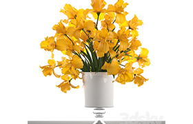 Bouquet of yellow flowers 47 Yellow Irises, vase, decor, flo