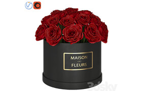Red roses in box