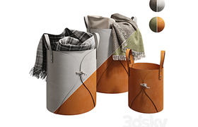 Leather folding laundry and storage basket 001