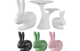 Qeeboo Rabbit Chair and Rabbit Tree