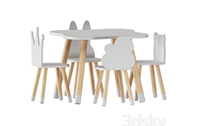 FUN Wooden Kids Table and Chairs Set