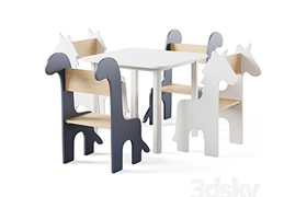 Table & Childrens Animal Chairs by THE HOME DECO FACTORY