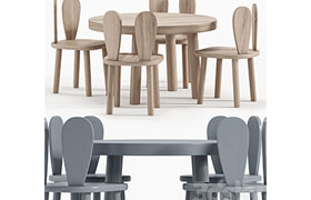 Rabbit Chair Wooden Kids Table By Etsy