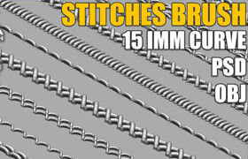 Artstation - 15 IMM Stitches Brush for Zbrush and Substance Painter (+ PSD, OBJ) - Standard License - 笔刷