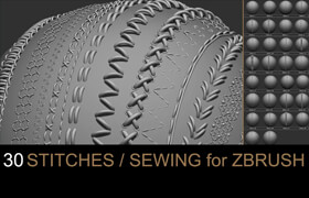 Artstation - 30 IMM StitchesSewing Brush for Zbrush - Solo User  Freelance - 笔刷