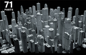 Artstation - 71 Sci-Fi Skyscrapers and Residential Buildings Kit - Futuristic CyberPunk - 模型