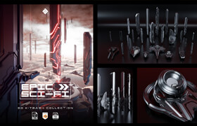 Superhivemarket - Epic Sci-Fi - Hard Surface Sci Fi Buildings & Environment Assets 3D Kitbash Pack - 模型