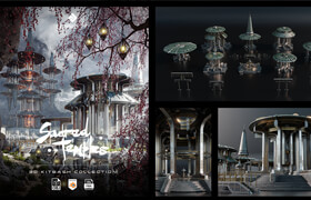 Superhivemarket - Sacred Temples - Asian Styled Buildings & Environment Assets 3D Kitbash Pack - 模型