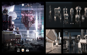 Superhivemarket - Space Base - Sci Fi Modules, Buildings & Environment Assets 3D Kitbash Pack - 模型