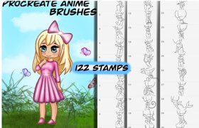 Brushgalaxy - 60 Anime Stamps - Procreate anime brushes - 笔刷