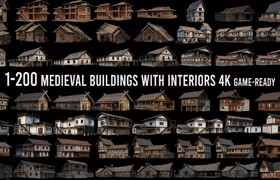 CGTrader - 200 OLD MEDIEVAL HOUSES BUILDINGS PACK 4K GameReady 3D Model Collection - 模型