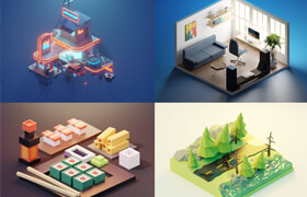 Polygon Runway - A Collection Of 103 High-Quality Blender Cartoon Illustration Scenes - 模型