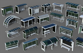 Artstation - Bus Stops - 24 pieces - 模型