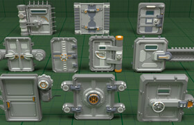 Artstation - Industrial Doors - 10 pieces - 模型