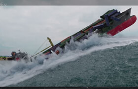 CgCircuit - Houdini FLIP FX Container Ship vs Monster Wave
