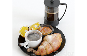 croissant and oranges