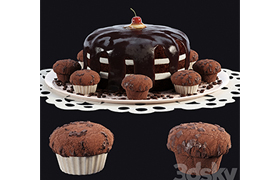Chocolate cake and muffins
