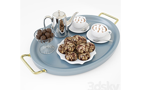 Hot chocolate on a tray