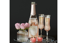 Champagne with roses