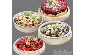set of vegetable salads