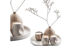 430 eat and drinks decor set 08 serving tray latte plant woo