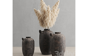 Pampas Grass and Vases Rh 19 Th C Spanish Water Vessel