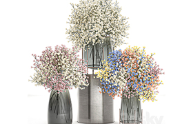 A collection of beautiful lush little white and pink bouquet