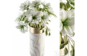 Bouquet - White Flower in Stone vase 53