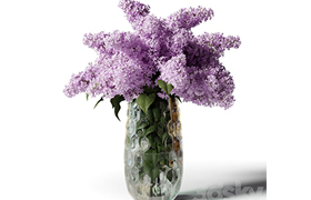 Bouquet of lilacs in a modern tall vase