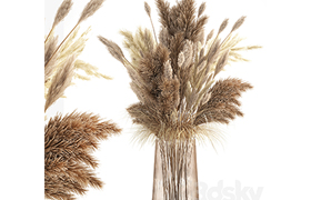 Beautiful lush bouquet of dried flowers in a vase with dry