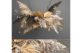 Hanging installation bouquet of dried flowers with pampas,
