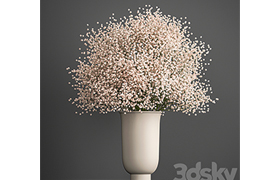 Bouquet of white flowers in a vase with Gypsophila, Gibsolyu