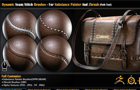 Artstation - Dynamic SeamStitch Brushes - For Substance Painter And Zbrush (Path Tool) - Standard License