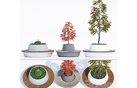 Green circular benches