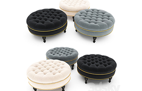 Palfrey Linen Modern Tufted Ottoman