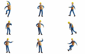 Cgtrader - Male Cartoon Worker Builder Character Illustration Low-poly 3D model - 模型