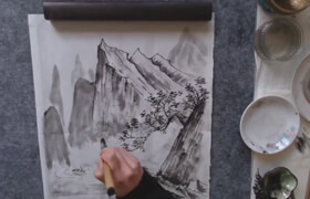 Udemy - Mountain Water Landscape Painting - Ink Painting Sumie