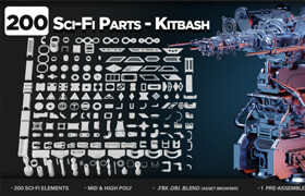 Artstation - 200 Sci-Fi Parts - KITBASH - VOL 05 - 模型