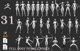 Artstation - 31 Female full body poses ZTL+OBJ+STL - 模型